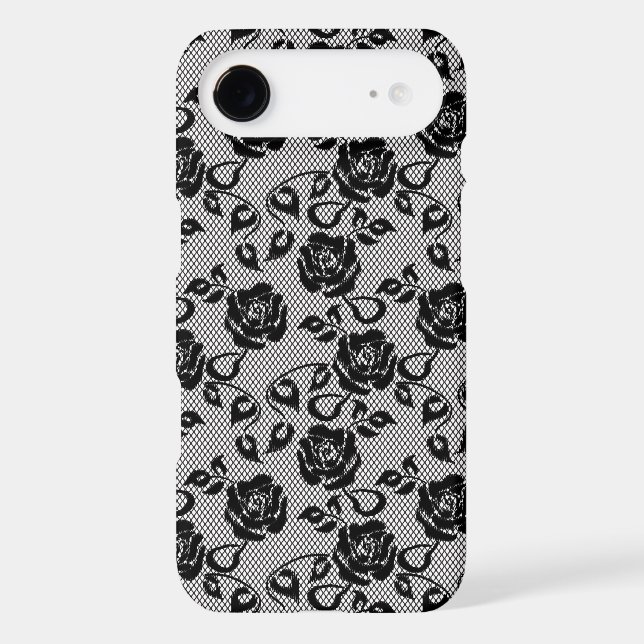 Black lace pattern on white background Case-Mate iPhone case (Back)
