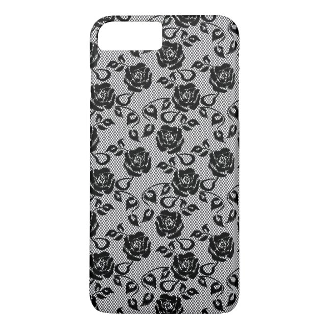 Black lace pattern on white background Case-Mate iPhone case (Back)