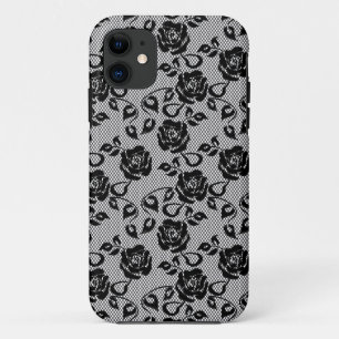 Black lace pattern on white background Case-Mate iPhone case