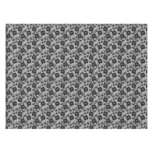 Black lace pattern on white background tablecloth