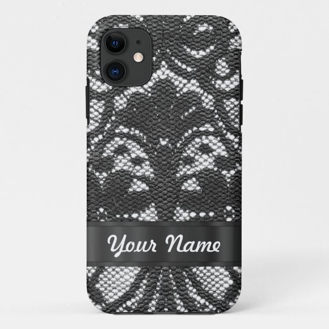 Black lace personalised Case-Mate iPhone case (Back)