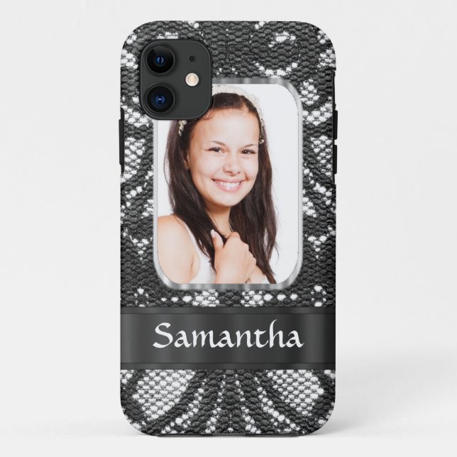 Black lace photo background Case-Mate iPhone case (Back)
