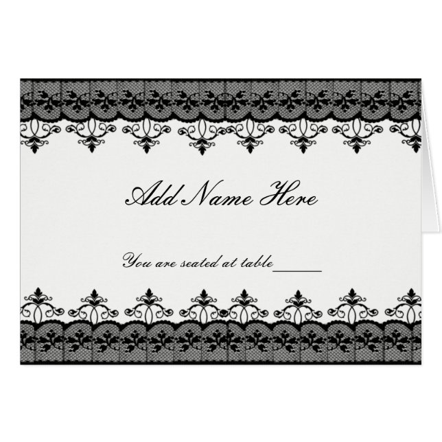 Black Lace Place Cards (Front Horizontal)