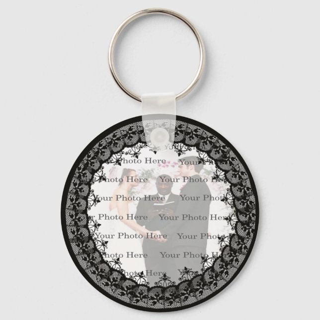 Black Lace Round Keychain (Front)