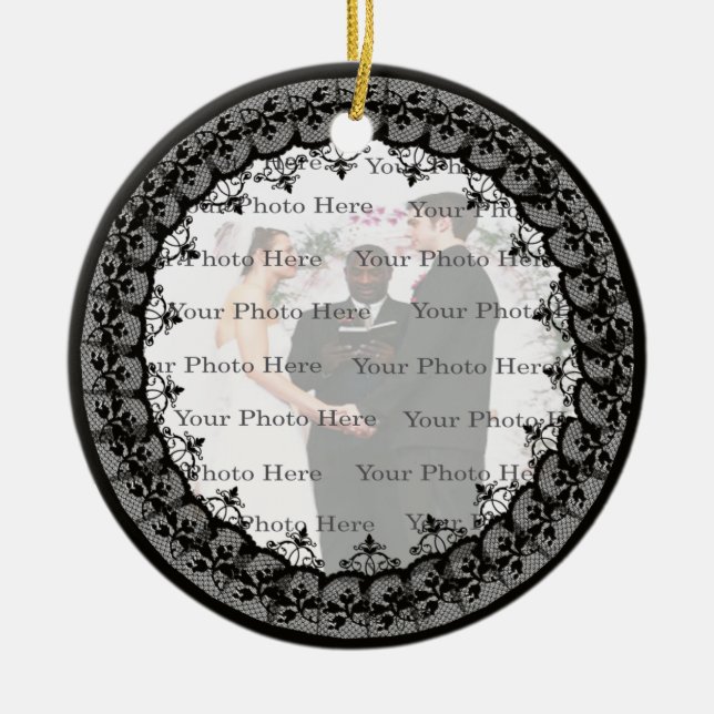 Black Lace Round Ornament (Front)