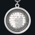 Black Lace Silver Round Photo Necklace<br><div class="desc">Personalise this pretty necklace to have as wedding favours at your wedding reception or to have one yourself as a remembrance of your special day. This necklace is also the perfect gift for the bride at her bridal shower. Personalise by adding your photo.</div>