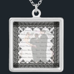 Black Lace Silver Square Photo Necklace<br><div class="desc">Personalise this pretty necklace to have as wedding favours at your wedding reception or to have one yourself as a remembrance of your special day. This necklace is also the perfect gift for the bride at her bridal shower. Personalise by adding your photo.</div>