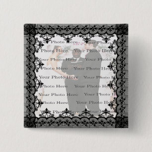 Black Lace Square Photo Button