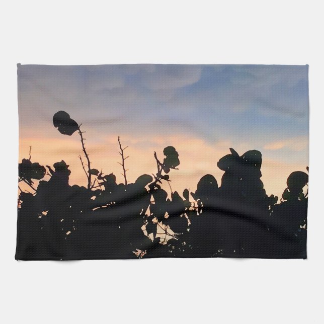 Black Lace Sunset Tea Towel (Horizontal)