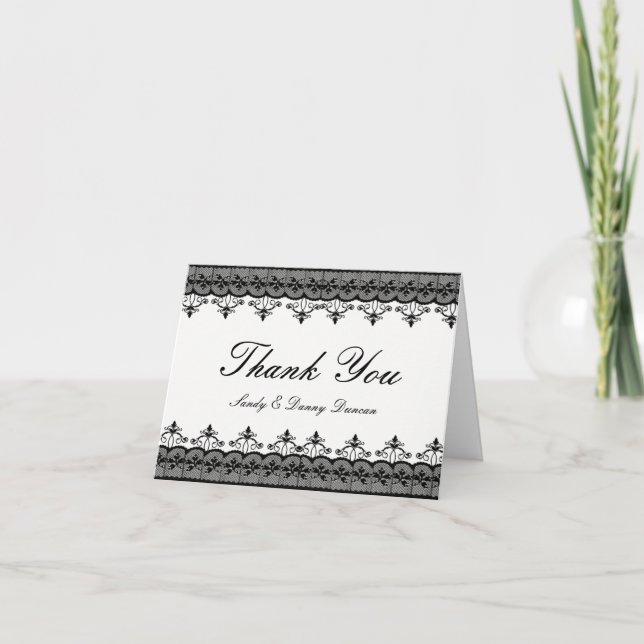 Black Lace Thank You Cards (Front)