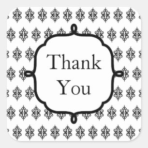 Black Lace Thank You Stickers