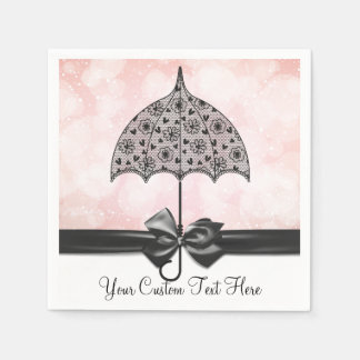 Black Lace Umbrella Pink Shower Napkins