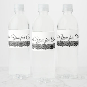 Black Lace Water Bottle Labels for Wedding