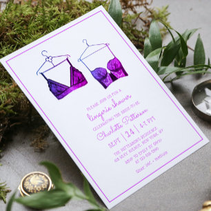 Black Lace Watercolor Lingerie Bridal Shower Invitation