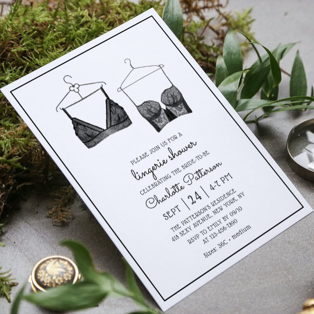 Black Lace Watercolor Lingerie Bridal Shower Invitation (Creator Uploaded)