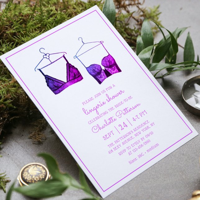 Black Lace Watercolor Lingerie Bridal Shower Invitation (Creator Uploaded)