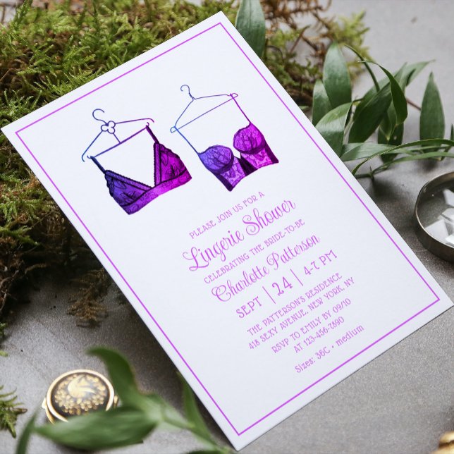 Black Lace Watercolor Lingerie Bridal Shower Invitation (Creator Uploaded)