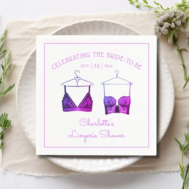 Black Lace Watercolor Lingerie Bridal Shower Napkin (Creator Uploaded)