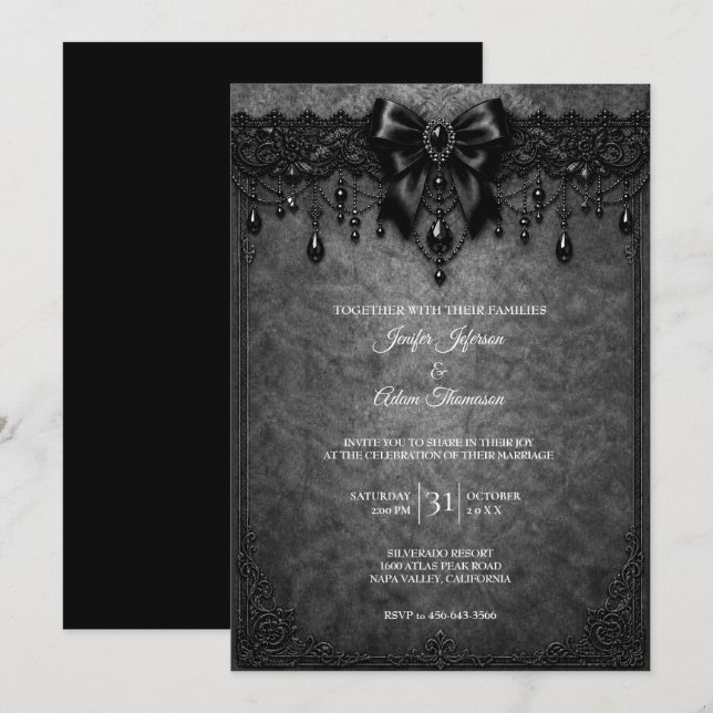 Black Lace Wedding Invitation (Front/Back)