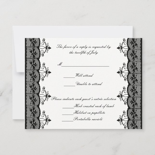 Black Lace Wedding Response Cards (Front)