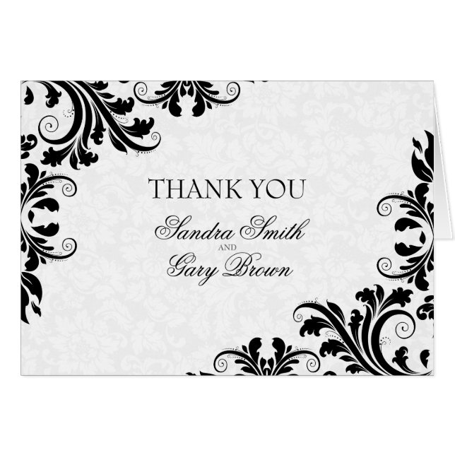 Black Lace White Floral Damask (Front Horizontal)