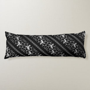 Black Lace With Grey and White Gradient Body Cushion