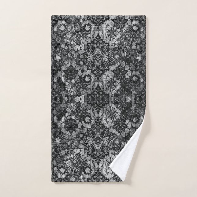 Black Lacework Artistry Hand Towel   (Hand Towel)
