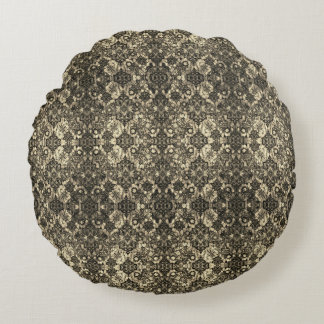 Black Lacework Artistry Round Cushion