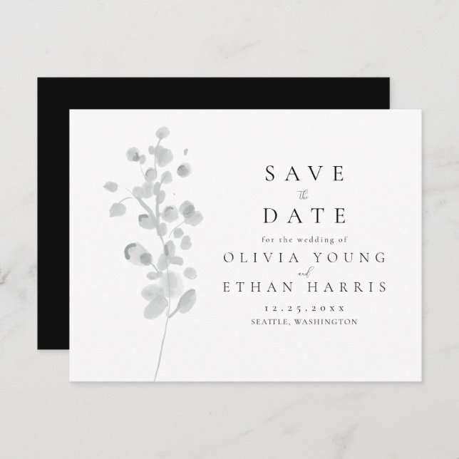 Black Lacquer Save the Date Card (Front/Back)