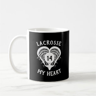 Black Lacrosse My Heart Coffee Mug