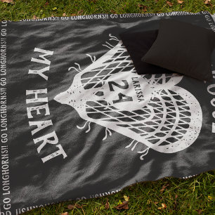 Black Lacrosse My Heart Fleece Blanket