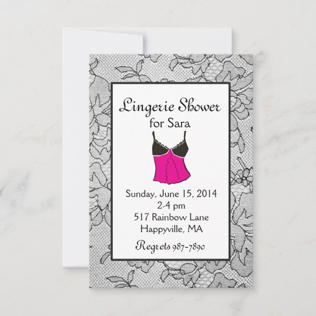 Black Lacy Lingerie Bridal Shower Invitations (Front)
