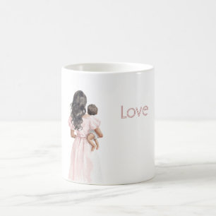 Black Lady Pink Dress Baby Coffee Mug