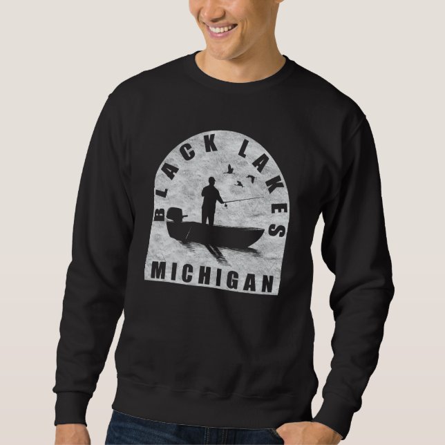 Black Lakes Fishing Michigan Sweatshirt (Front)