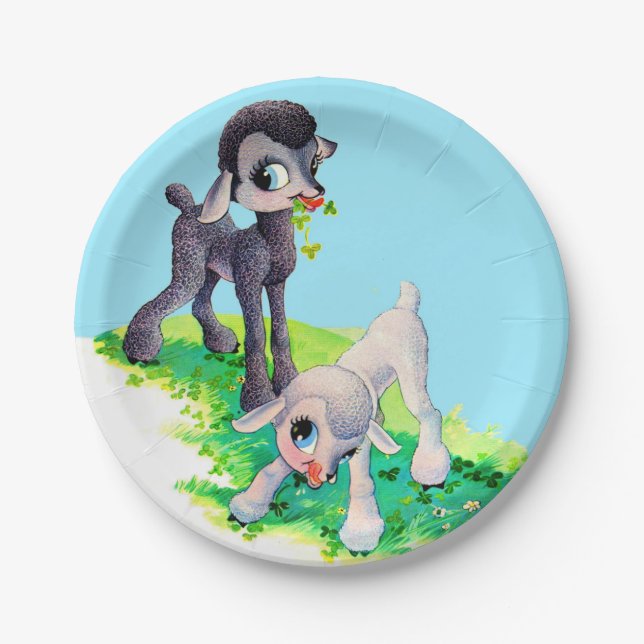 black lamb white lamb paper plate (Front)