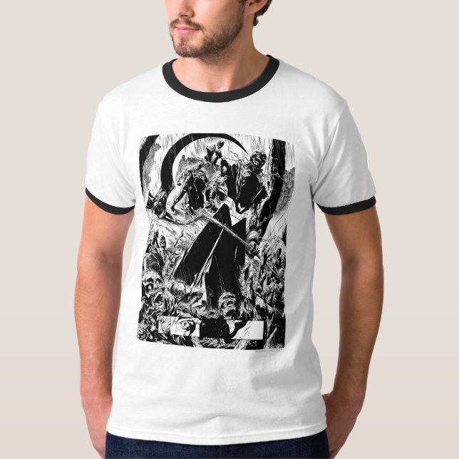 Black Lantern Corps Panel - Black and White T-Shirt (Front)