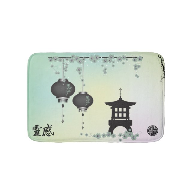 Black lanterns pagoda "Inspiration" Bath Mat (Front)