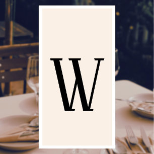 Black Large Modern Custom Initial   Linen Napkin