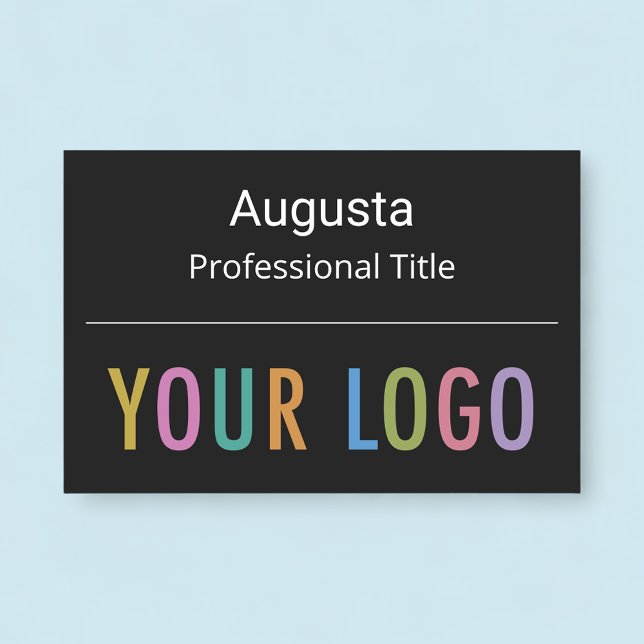 Black Large Name Tag Logo Magnetic Professional (MISOOK Large Black Name Tag with Logo on Bottom)