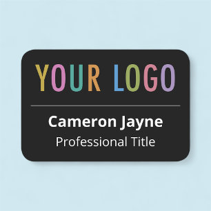 Black Large Name Tag Logo Safety Pin Professional