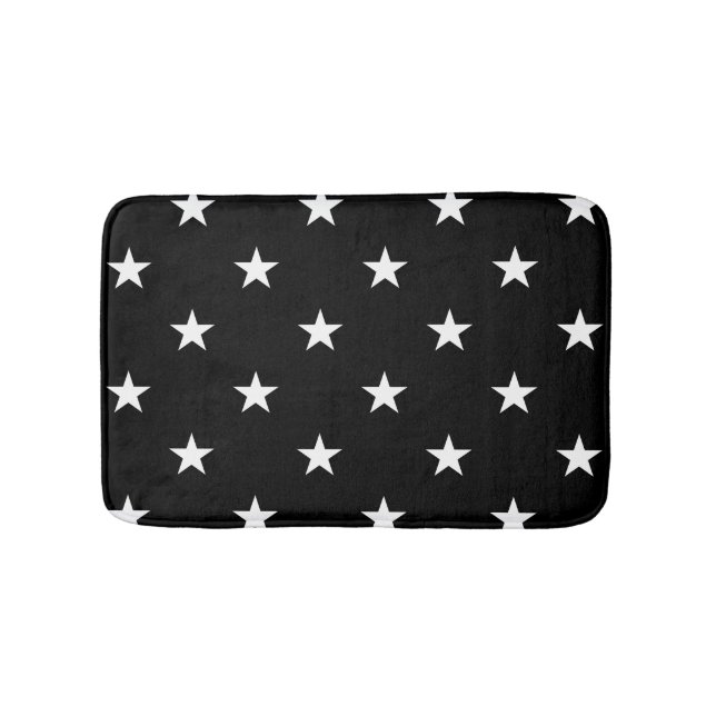 Black Large Stars Bath Mat (Front)