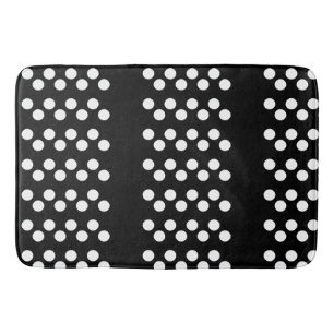 Black: Large white Polka Dot Pattern Bath Mat