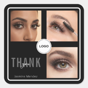 Black Lash Artist Studio Photo Collage Thank you Square Sticker