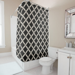 Black Lattice   Modern Farmhouse Bathroom Decor Shower Curtain