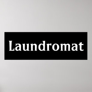 Black Laundromat Wall Art Poster Print