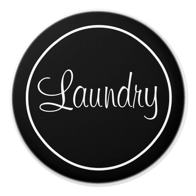Black Laundry Room Ceramic Knob (Front)