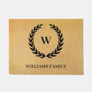 Black Laurel Wreath  Doormat