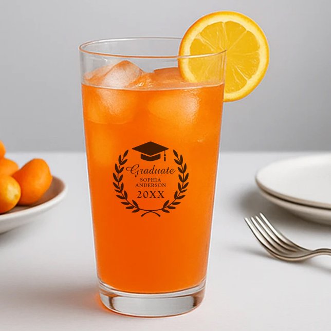 Black Laurel Wreath Grad Cap Graduate Name & Class Glass (Creator Uploaded)