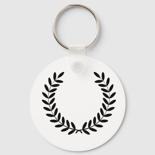 Black Laurel Wreath Greek Olive Branch Key Ring (Front)