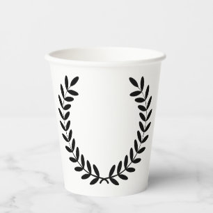 Black Laurel Wreath Greek Olive Branch Paper Cups